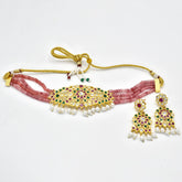Fareen Jadau Choker Set Pink - The Pashm